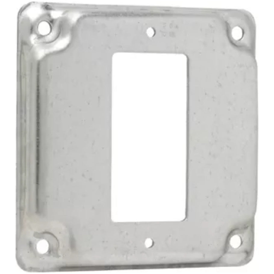 4 in. Square Surface Cover, Steel, Raised 1/2 in., GFCI Receptacle