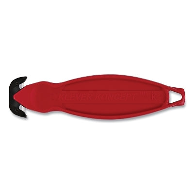 Klever Koncept Safety Cutter, 5-3/4 in L, Straight Blade, Steel, Plastic Handle, Red