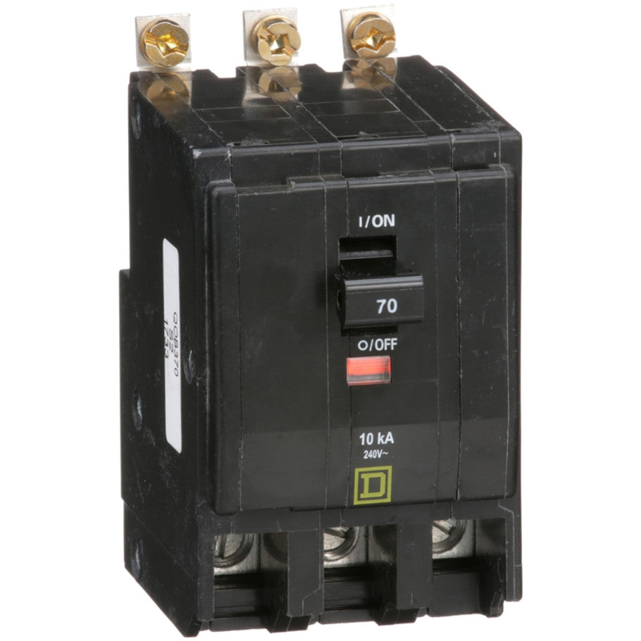QOB Miniature Circuit Breaker, Bolt On, 3 Pole, 70A, 120/240V, 10kA