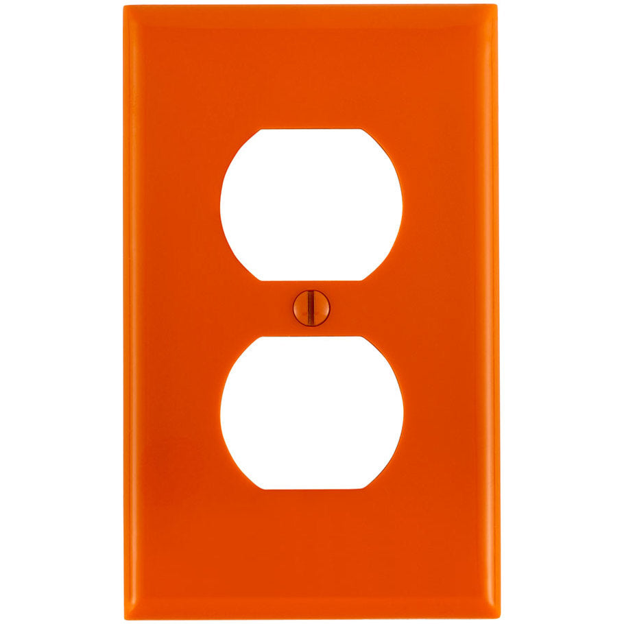 1-Gang Duplex Outlet/Receptacle Wallplate, Standard Size, Thermoplastic Nylon, Orange