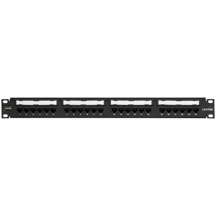 Cat 6 Universal Patch Panel, 24-Port, 1RU. Includes Cable Management Bar