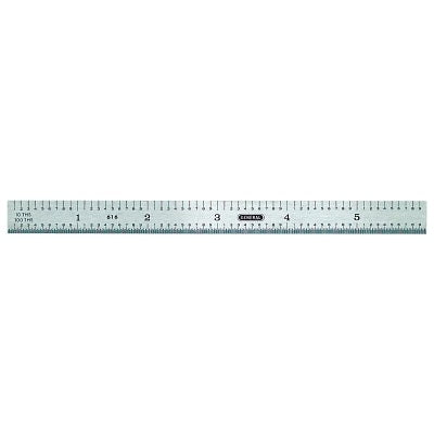 Industrial Steel Rules, 6 in X 15/32 in, Polished Stainless Steel, Flexible