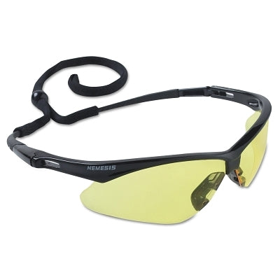 V30 Nemesis Safety Glasses, Amber, Polycarbonate Lens, Uncoated, Black Frame/Temples, Nylon