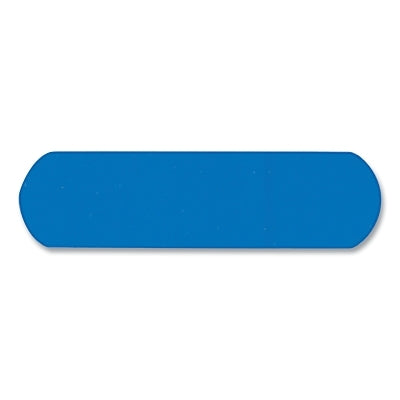 Blue Metal Detectable Bandage, 1 in W, 3 in L, Strip, Plastic with a Metal Strip