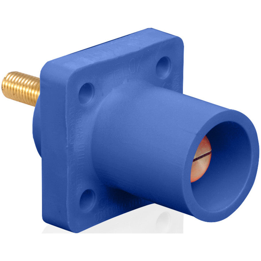 Male Receptacle, 90-Degree,  2 - 4/0 AWG, 1.125” L Threaded Stud Termination, Blue