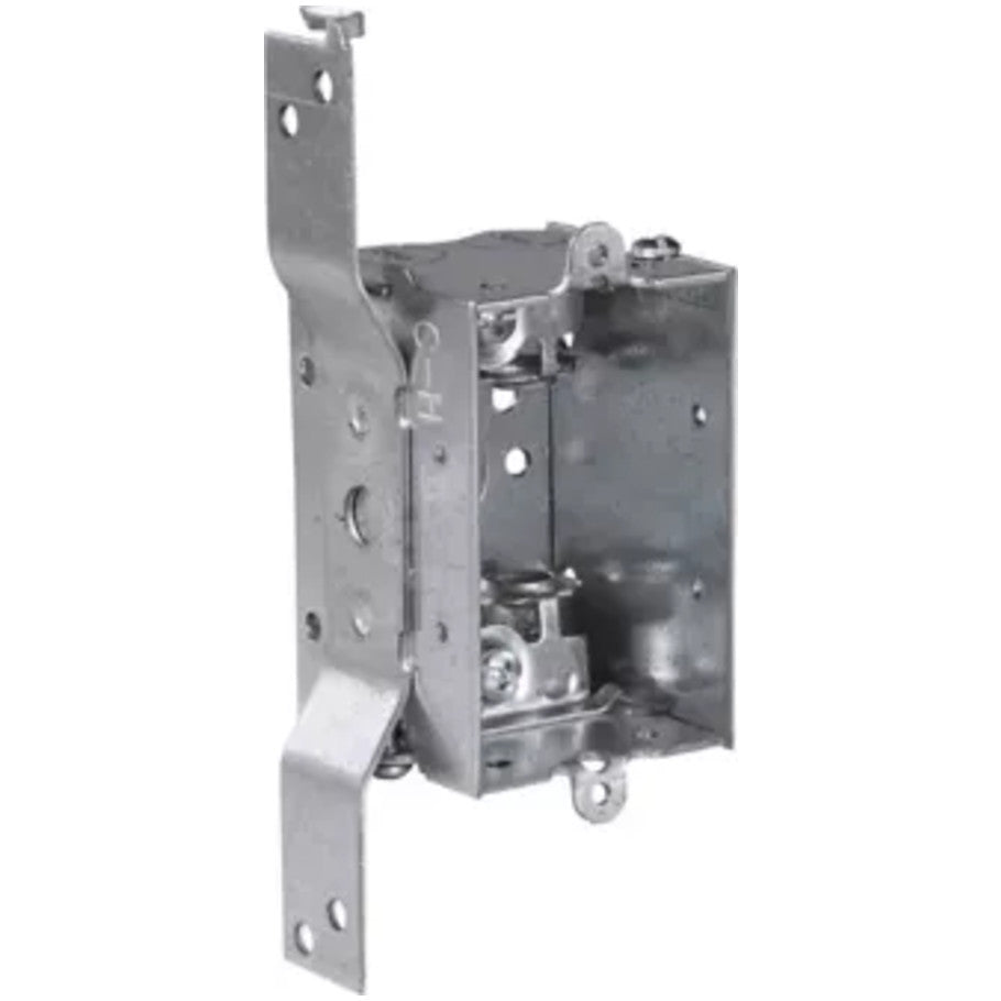 Switch Box, (1) 1/2", S, set 5/8", 2, AC/MC clamps, 2", 2-cable, Steel, Gangable, 10.0 cubic inch capacity