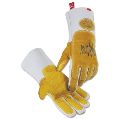 1812 revolution Pig Grain FR Cotton Fleece Lined MIG/Stick Welding Gloves, Pig Grain Leather, X-Large, White/Brown