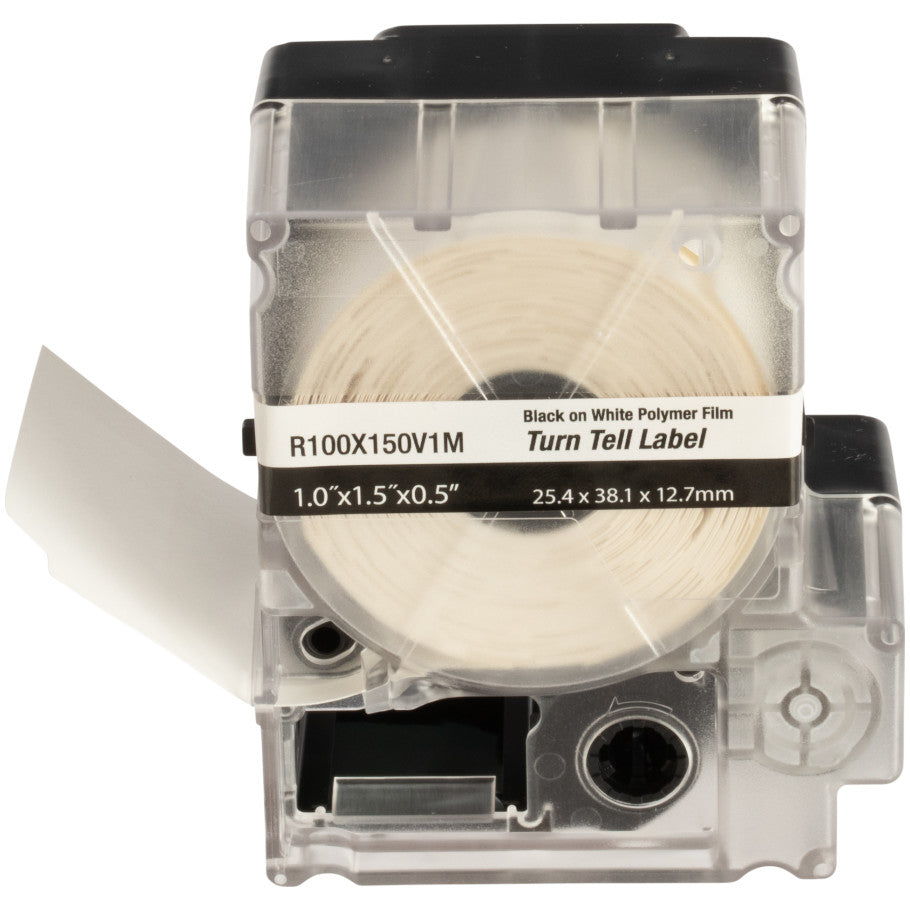 PXE R100X150V1M MP Printer Turn-Tell Label, Vinyl, White, 1.5 in. x1 in., 0.5 in.