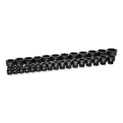 Impact Socket Set, 3/4 in Dr, 6-point, SAE, 3/4 in to 2-1/2 in, 29-Pc Standard Length, Incl Blow Mold Case
