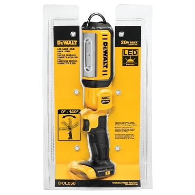 LED Hand Held Area Light, 20 V, 250 lm to 500 lm, Black/Yellow