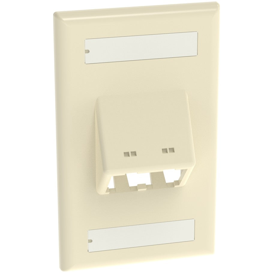 Mini-Com Classic Series Sloped Faceplates With Labels/Label Cover, 2-Port, Electric Ivory