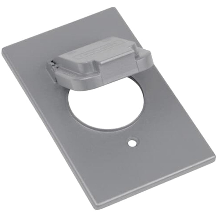 Red-Dot Weatherproof Cover, Die-Cast Aluminum, Lift Lid, Silver, 1-Gang, Device Mount, (1) 1.59/2.156 in. Dia. Opening, Vertical