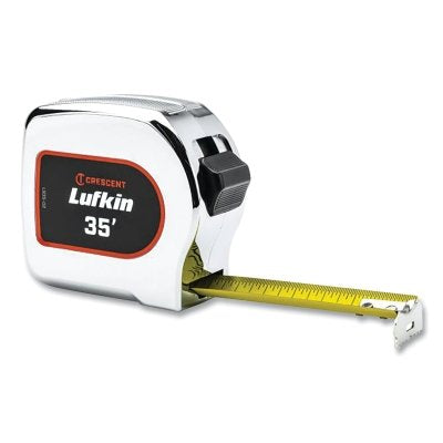 LFK Chrome Power Tape, 35 ft x 1-1/8 in W, SAE, A29, Yellow Blade, Chrome Case