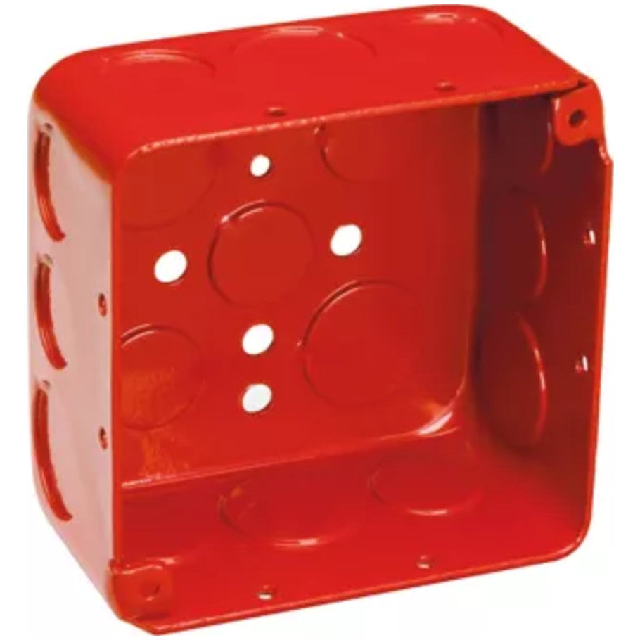 Red 4 in. Drawn Square Fire Alarm Boxes, 2-1/8 in. Deep