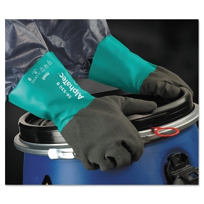 AlphaTec 58-530B/58-535B Gloves, 9, Grey/Teal, 12 in Cuff, 58-530B