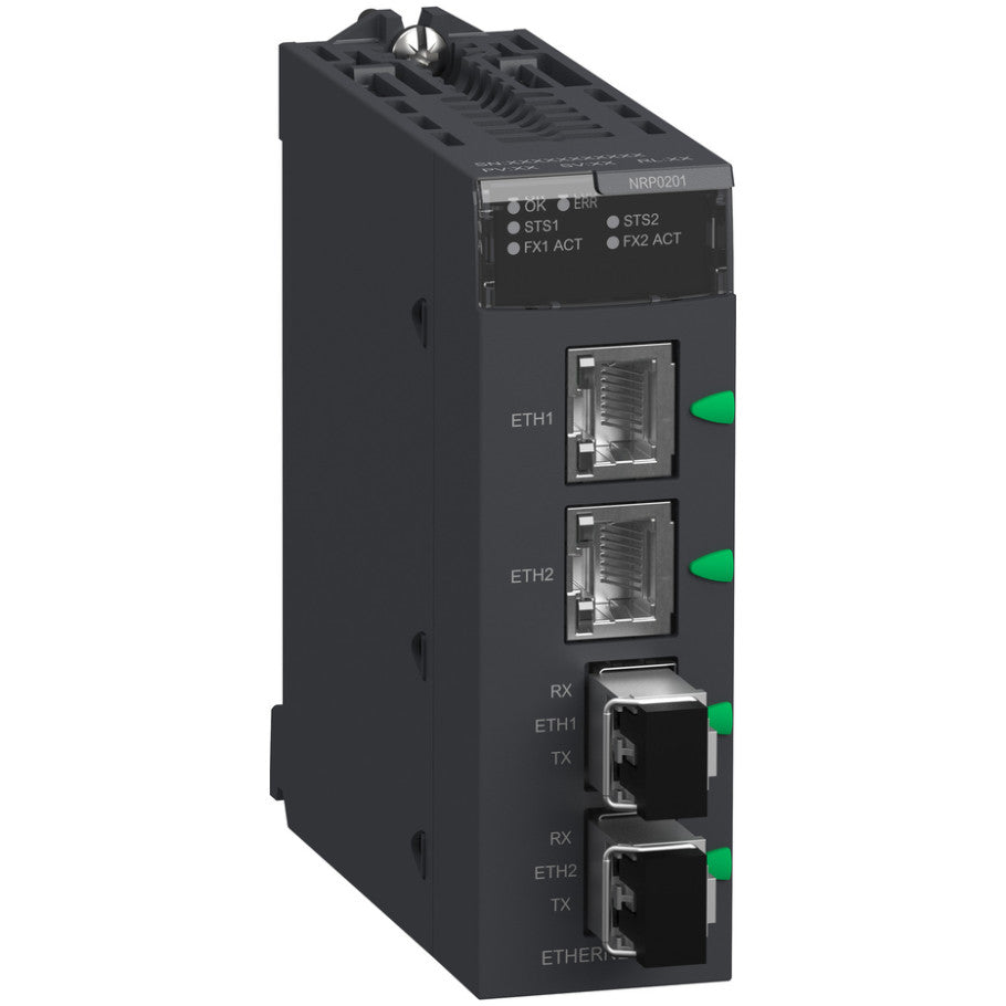 Modicon X80, Fiber Optic Repeater, Singlemode, LC Connector, 24V dc, 1310 nm, 100 H x 32 W x 86 D mm