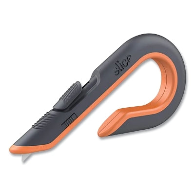 Manual Box Cutter, 6.97 in L, Manual Retracting Blade, Ceramic, Plastic Handle, Black/Orange