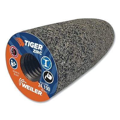 Tiger Grinding Cone, 1.5 in dia x 2-1/2 in Thick x 5/8 in-11 Arbor, 20 Grit, Zirconia Alumina, Type 16, 12 EA/BX