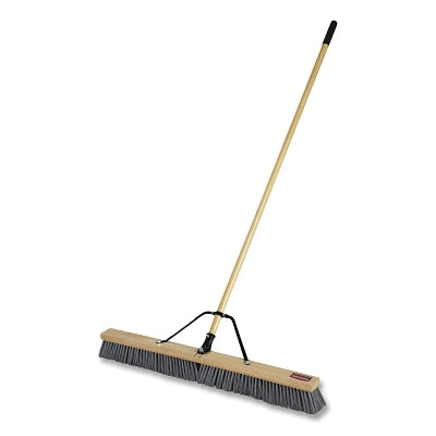 Push Broom, 36 in L, Wood, 3 in L Bristle, Polypropylene