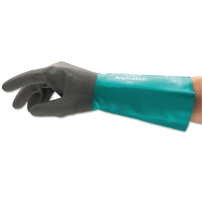 AlphaTec 58-530B/58-535B Gloves, 9, Grey/Teal, 14 in Cuff, 58-5035B