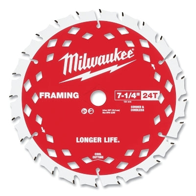 Construction Framing Blade, 5/8 in Arbor, 7-1/4 in dia, 24T, 3 EA/PK