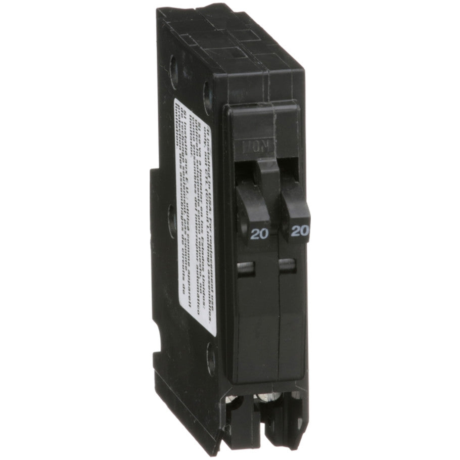 QO Miniature Circuit Breaker, Plug-On Mount, 10 kA, 120/240 Vac, 1-Pole, 20/20A Tandem
