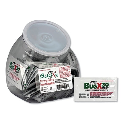 BugX30 DEET Wipe, 5mL, Packets, 50 per Box