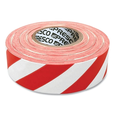 Striped Flagging Tape, 1-3/16 in W x 300 ft L, Red and White