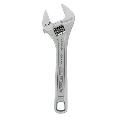 Adjustable Wrench, 6 in Long, 0.938 in Opening, Chrome, Bulk