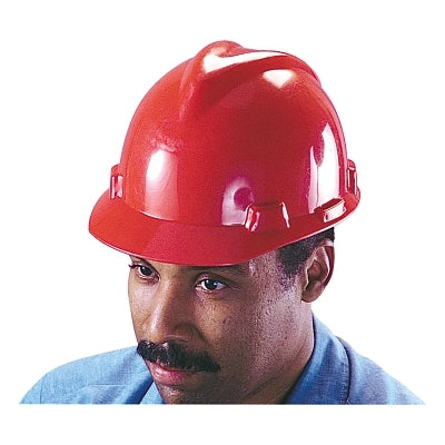 V-Gard Slotted Hard Hat Cap, Staz-On Suspension, Red