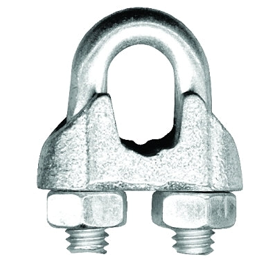 Malleable Wire Rope Clips, 1/8 in, Bright Zinc