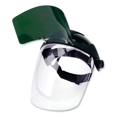 DP4 Series Multi-Purpose Faceshield,Flip-Up IR Window & Ratcheting Headgear, AF/Clear, Shade 8 IR, 9 in H x 12.125 in L