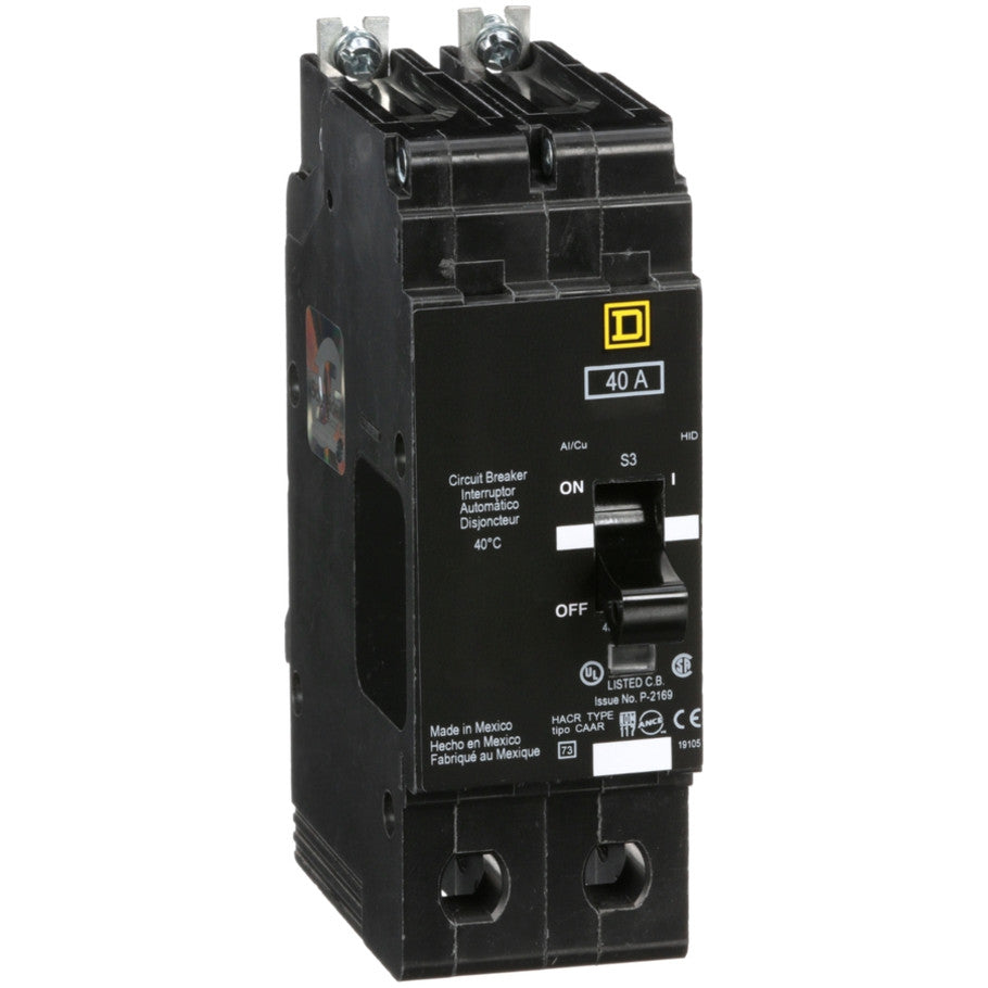 Mini circuit breaker, E-Frame, 40A, 2 pole, 480Y/277VAC, 100kA max, bolt on  TAA