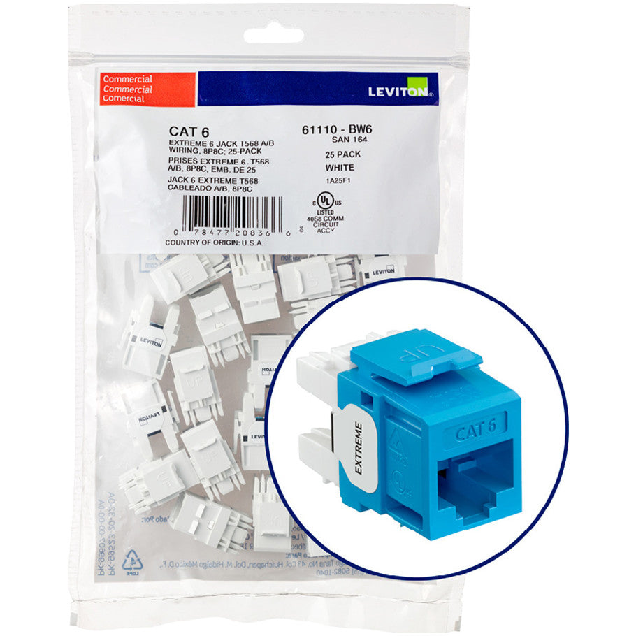 eXtreme Cat 6 QuickPort Connector Quickpack, Blue, 25 Pack