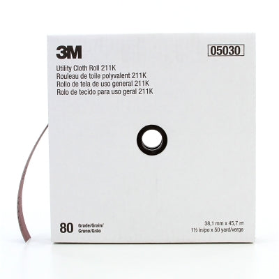 3M 051144-05030 211K Utility Cloth Sheets and Rolls, Aluminum Oxide, 1 1/2 in x 50 yd, 80 Grit