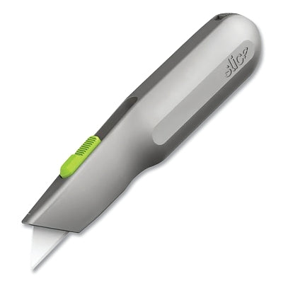 Metal-Handle Utility Knife, 5.5 in L, Automatic Retracting, Ceramic, Metal Handle, Gray