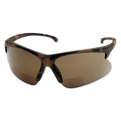 V60 30-06 Rx Readers Prescription Safety Glasses, Brown Polycarbonate Lens, Hardcoated, Tortoise, Nylon, +2.5
