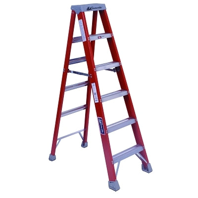 FM1500 Series Fiberglass Twin Front Ladder, IA, 6 ft x 22-1/2 in W, 300 lb Capacity