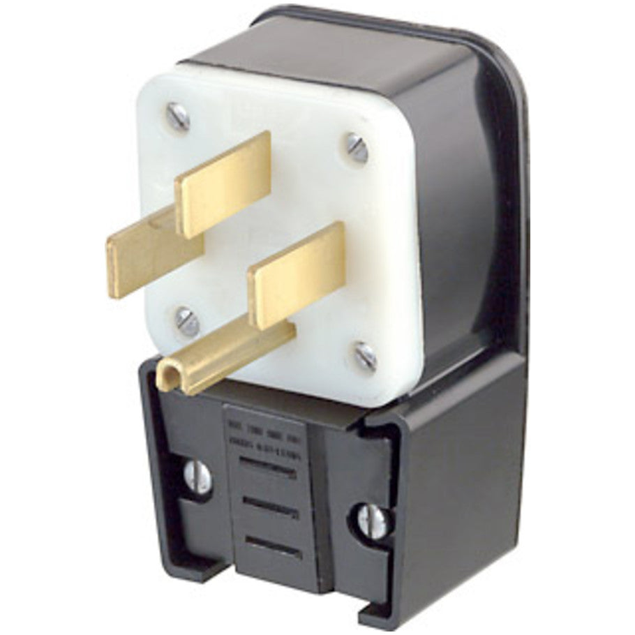 Black Nylon 50A 125/250V 3P4W NEMA 14-50P Single Straight Blade Angled Plug