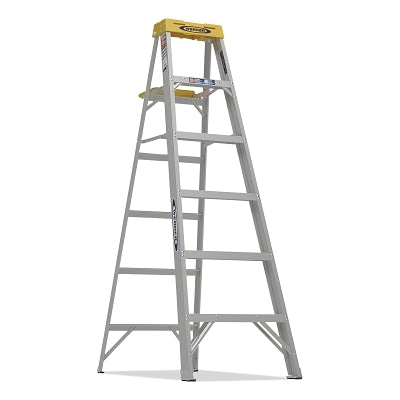 Aluminum Stepladder, 376, Type IA, 6 ft L, 23 in W, 300 lb Load Capacity