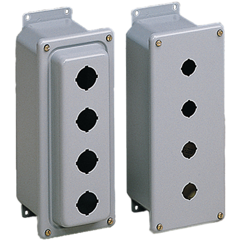 3 Hole 30.5 mm Drawn Pushbutton Enclosures, Type 4 with Flat Cover