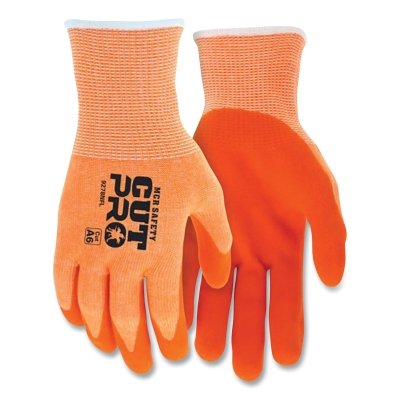 Cut Pro 13 Gauge Hypermax Cut, Abrasion and Puncture Resistant Work Gloves, Sandy Nitrile Foam, Small, HV Orange