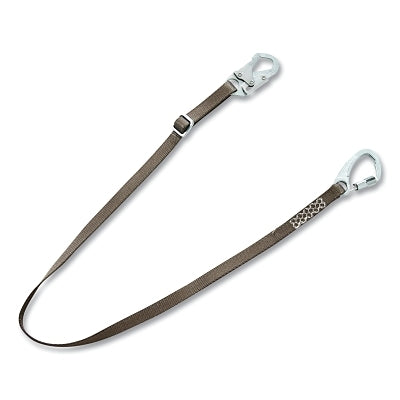 V-SERIES Restraint Lanyard, Adjustable Web, 6 ft L, FP5K, Small Tie-Back/Small Steel Snaphooks, Single, 310 lb