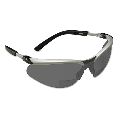3M 11379-00000-20 BX Safety Eyewear, Gray +2.5 Diopter Polycarbonate Hard Coat Lenses, Silver/Blk