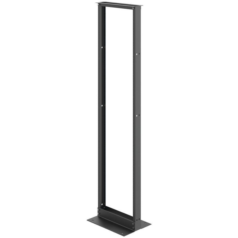 2-Post Open Frame Rack, Floor Mount, Aluminum, 45 RU, 84 H x 20.25 W x 15 in. D, Jet Black