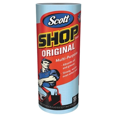 Original Multi-Purpose Shop Towel, Blue, 11 in W x 9.4 in L, Roll, 55 Sheets/RL, 30 RL/CA