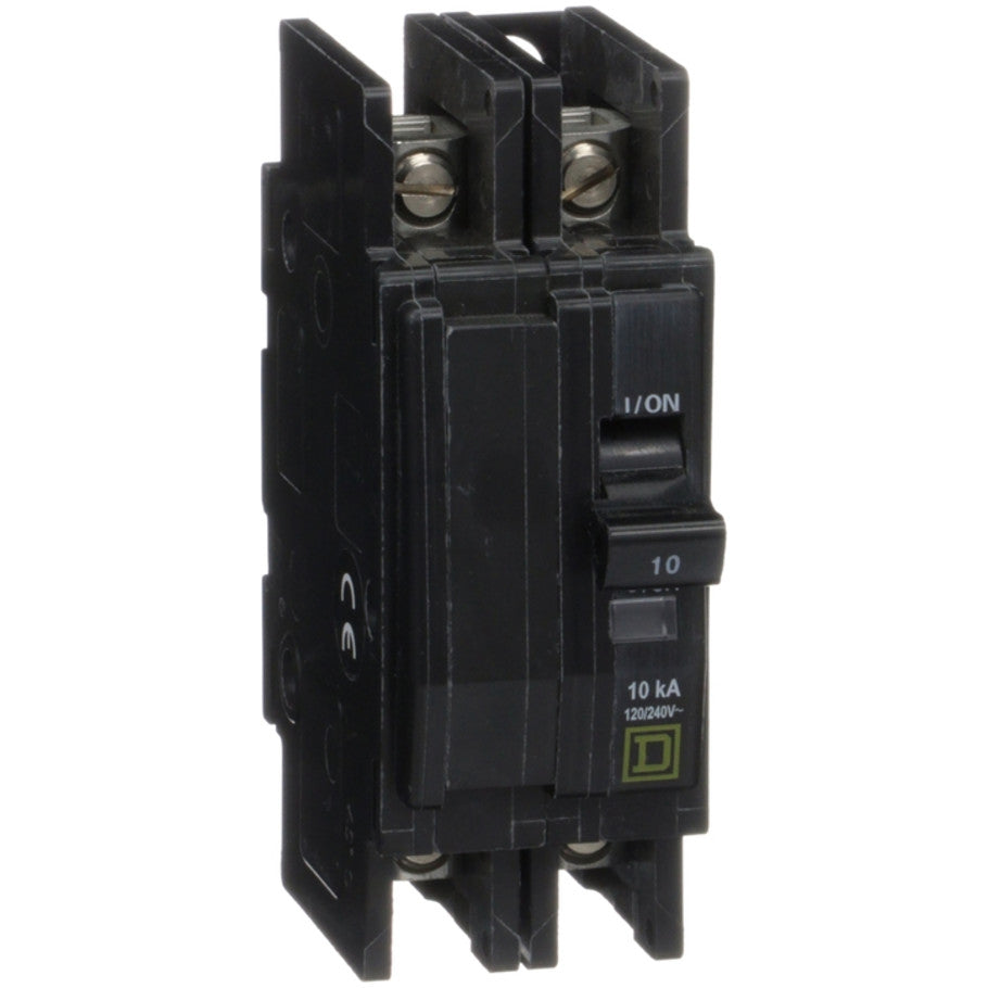 QOU Miniature Low Ampere Circuit Breaker, Unit-Mount, 10kA, 120/240 Vac, 2-Pole, 10A