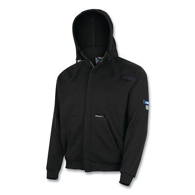 FR/Arc-Rated Hoodie, ZFC207, Zipper-Front, Attached Hood, Cotton Fleece, X-Large, Black