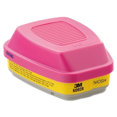 3M 60928 Combination Cartridge/P100 Particulate Filter, Methylbromide/Radioiodine, Magenta/Yellow