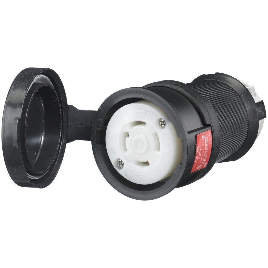 Locking Devices, Twist-Lock, Watertight Safety-Shroud, Female Connector Body, , 30A 480V AC, 3- Pole 4-Wire Grounding
